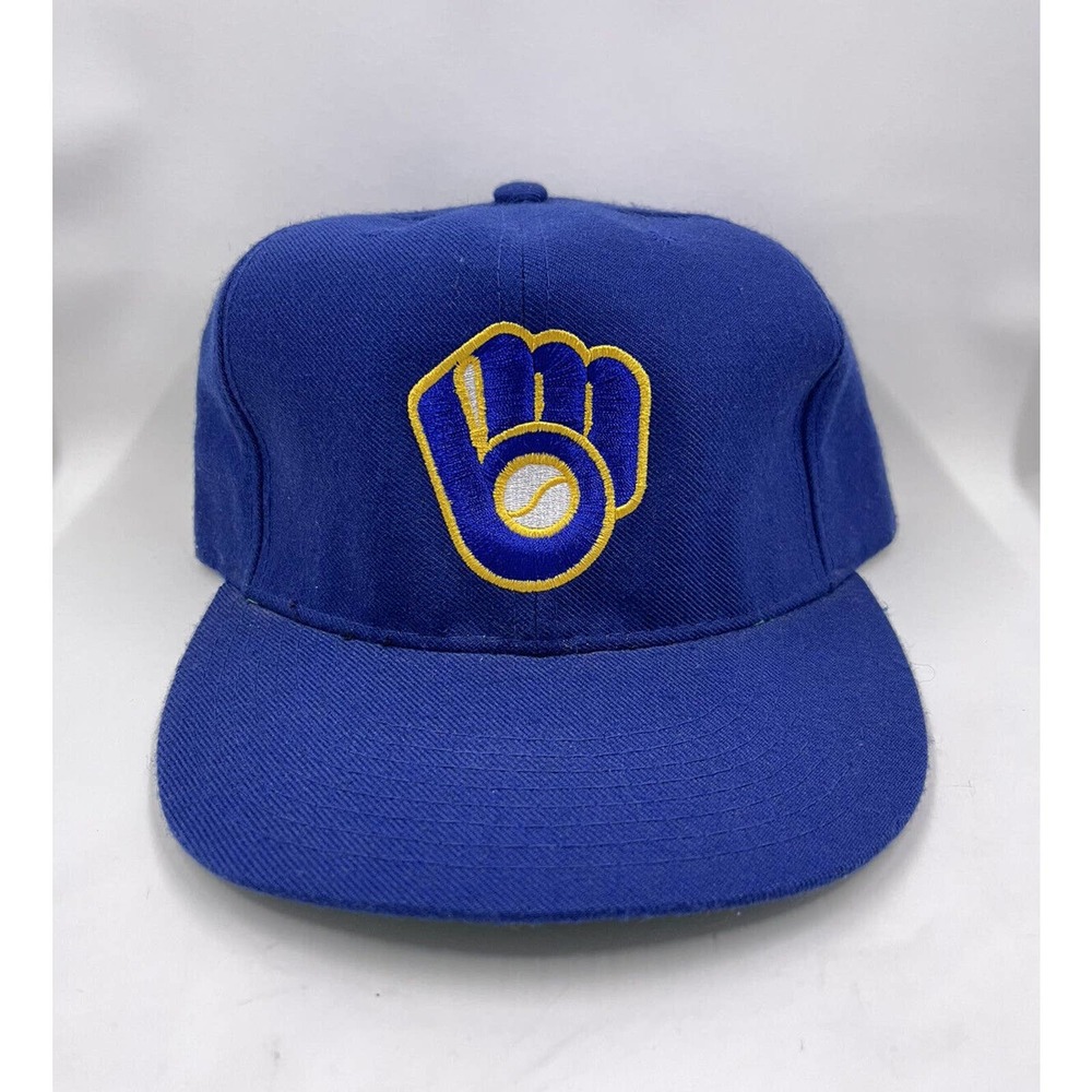 True Vintage New Era Authentic Diamond Fitted Milwaukee Brewers Hat 7 3/8 NEW